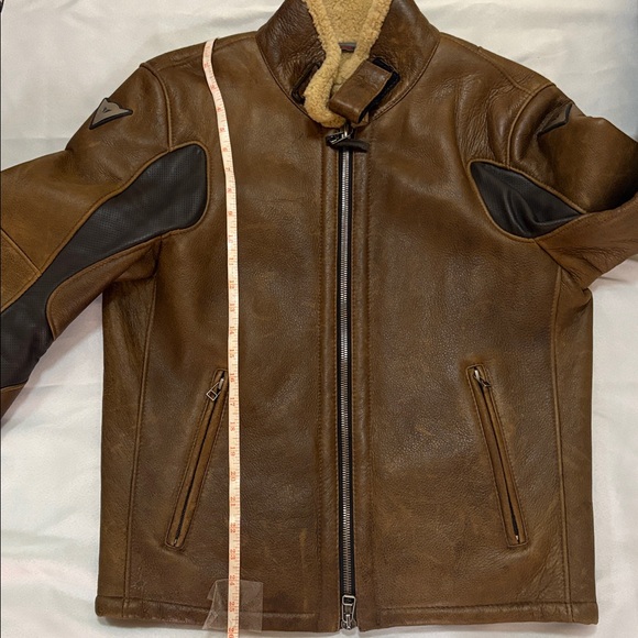 DAINESE Brown Motorcycle Leather Jacket with Shearling Collar Size: 48 - Picture 15 of 16
